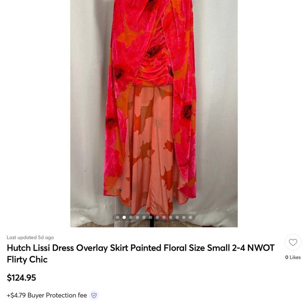 Anthropologie Hutch Strapless Ruched High-Low Dress in Red and Pink - Picture 5 of 14